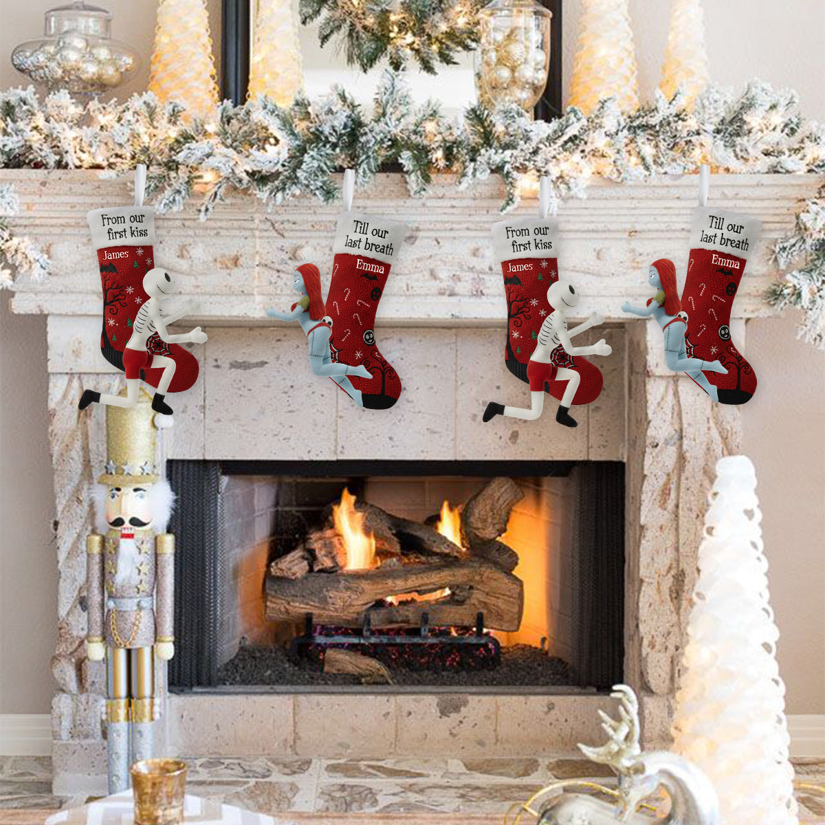 Gothic Love Story - Personalized Nightmare Shaped Christmas Stocking