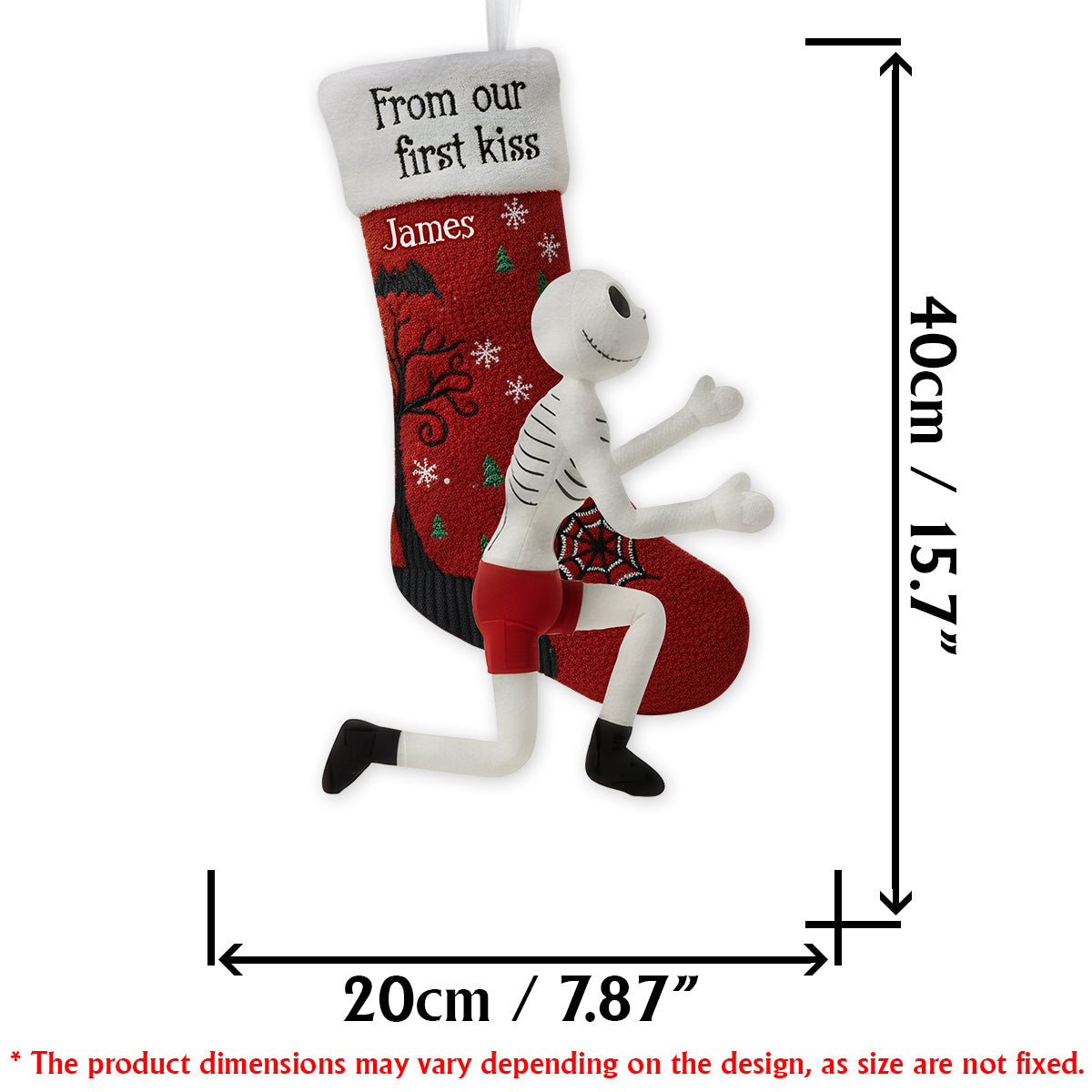 Gothic Love Story - Personalized Nightmare Shaped Christmas Stocking