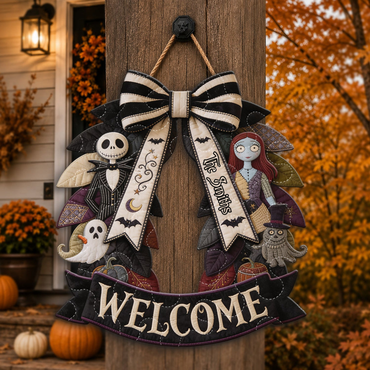 Welcome Home - Personalized Nightmare Quilted Door Hanger