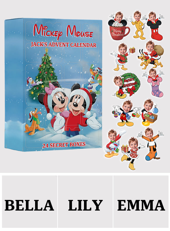 Cartoon Mouse Family - Personalized Mouse Advent Calendar With Ornaments