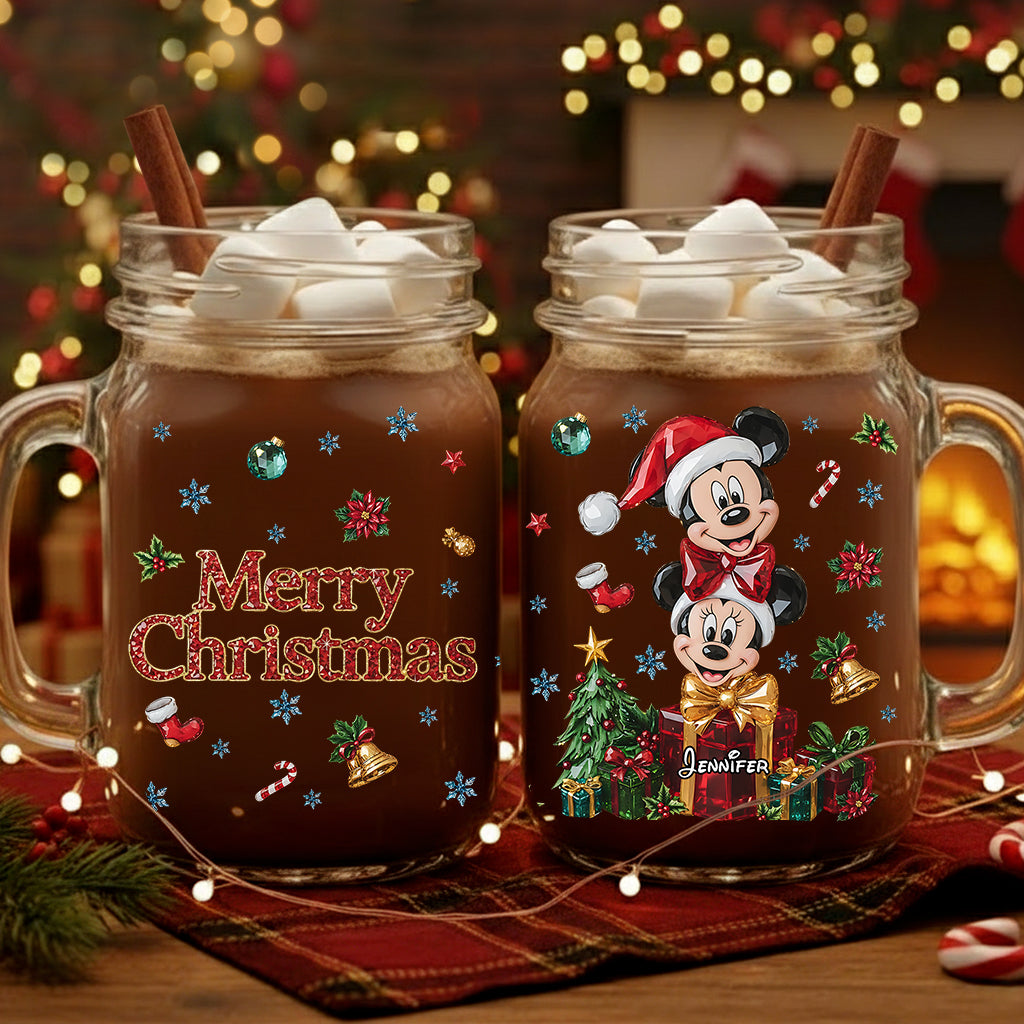 Merry Christmas - Personalized Mouse Mason Jar Cup