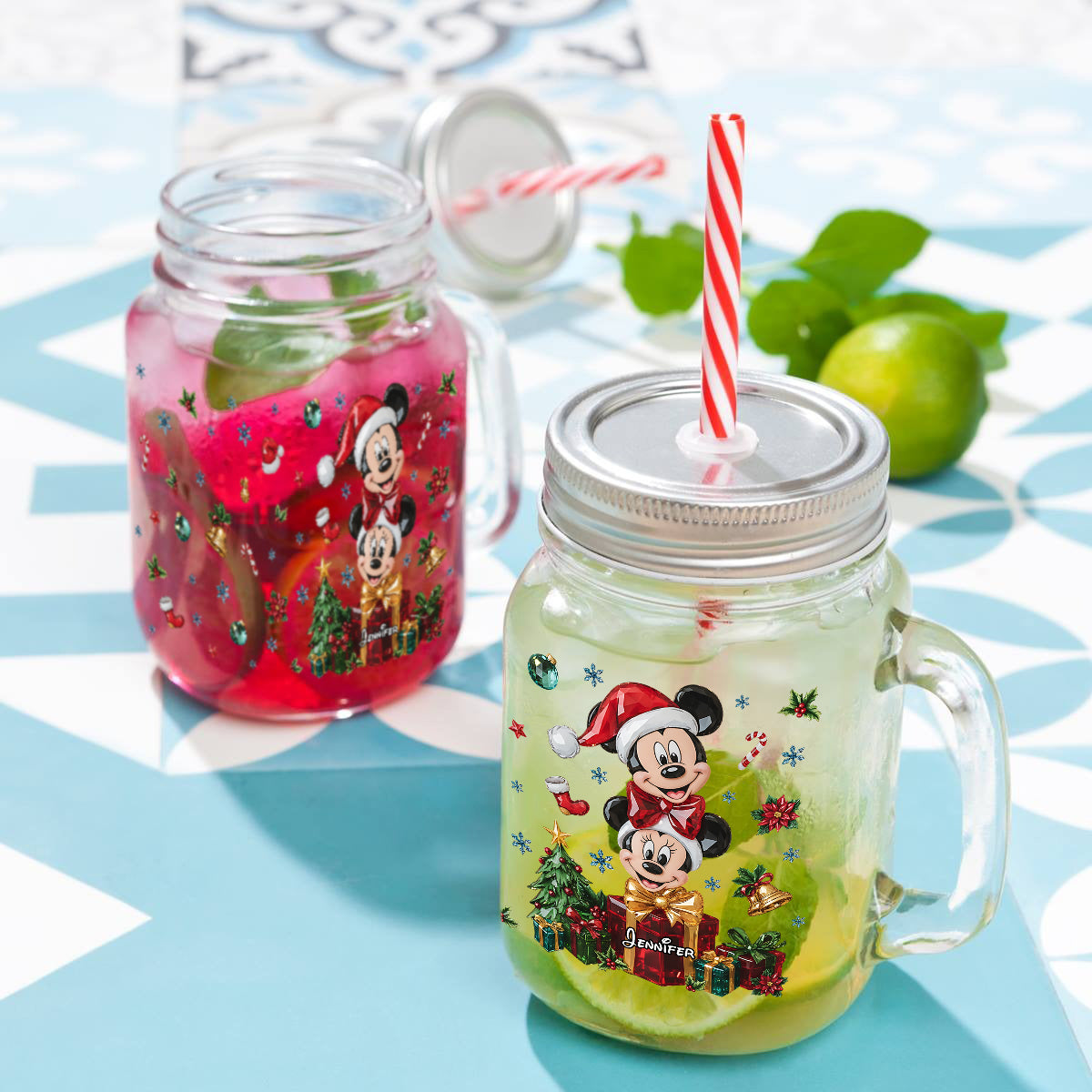 Merry Christmas - Personalized Mouse Mason Jar Cup