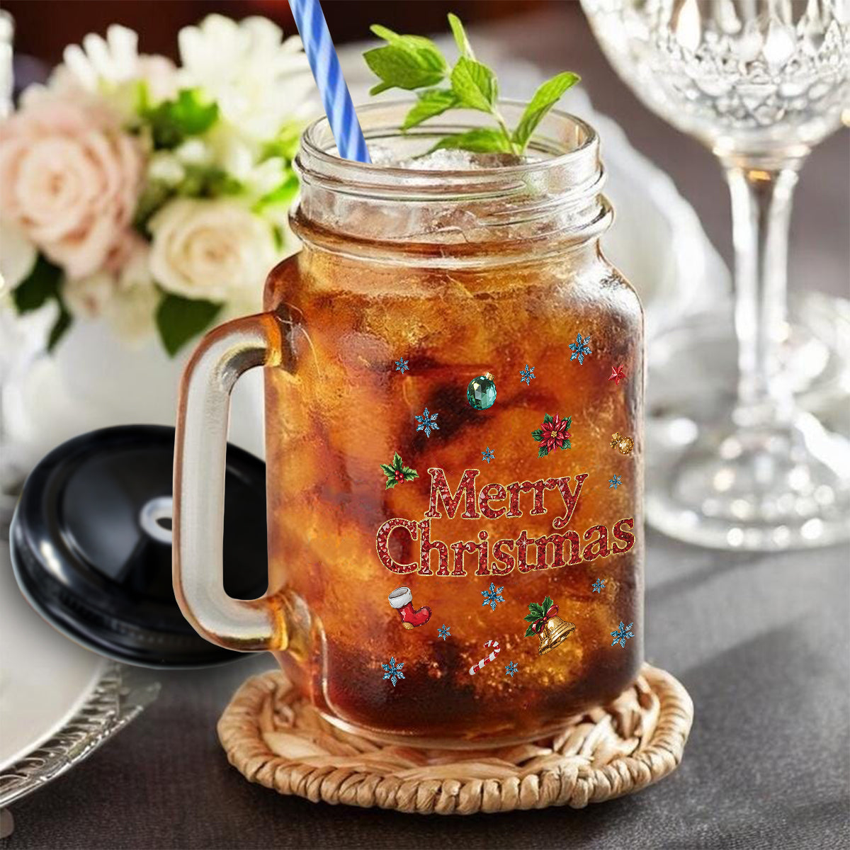 Merry Christmas - Personalized Mouse Mason Jar Cup