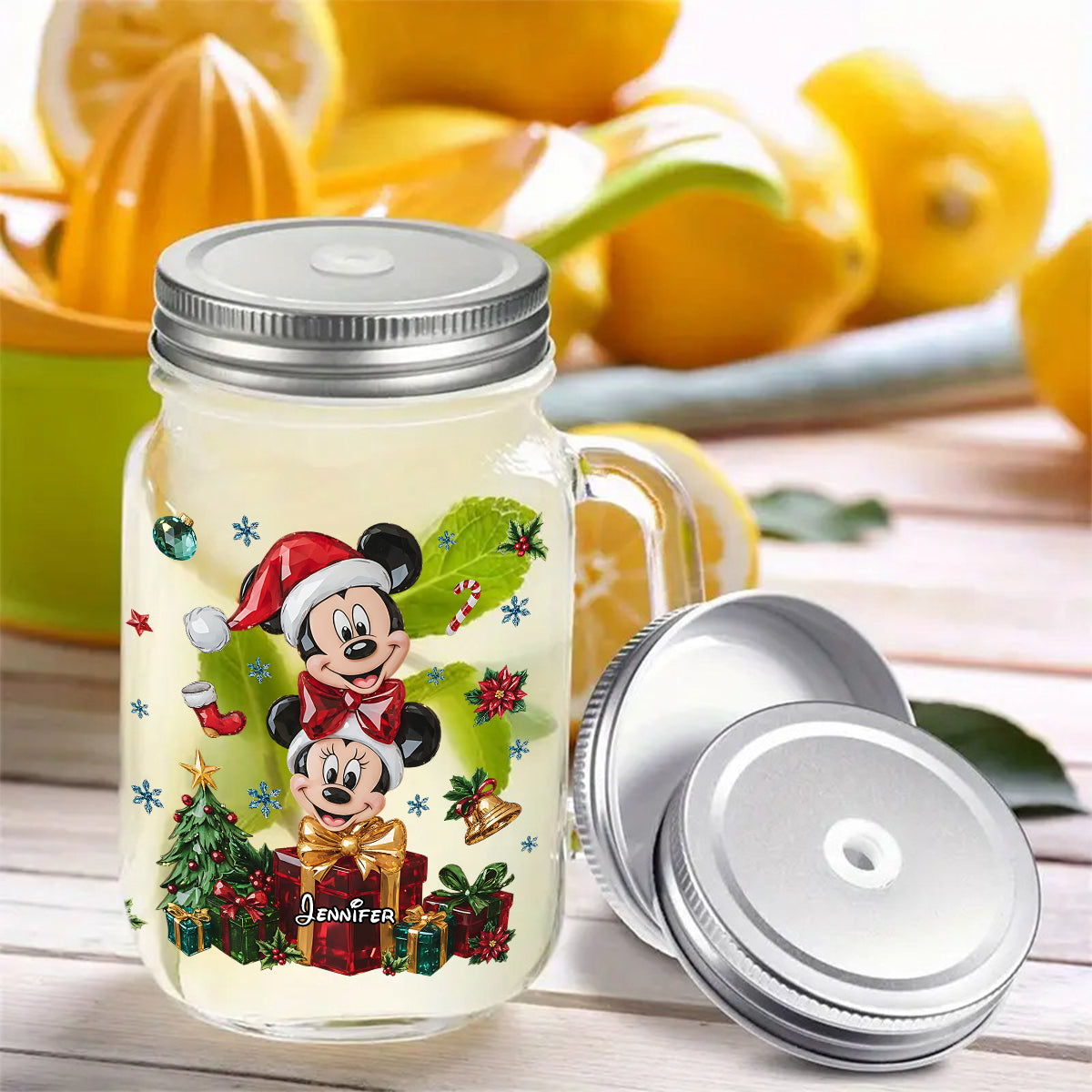Merry Christmas - Personalized Mouse Mason Jar Cup