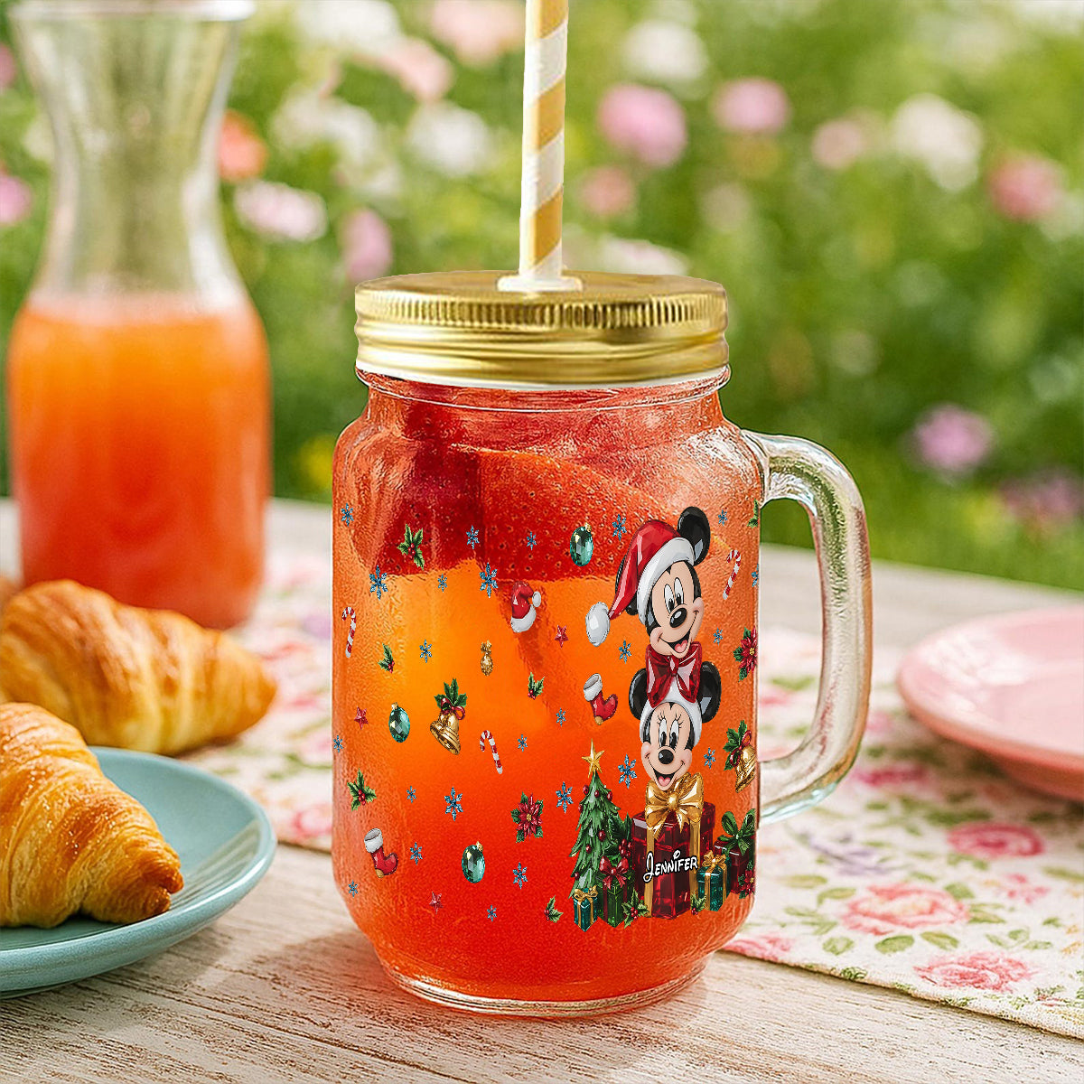 Merry Christmas - Personalized Mouse Mason Jar Cup