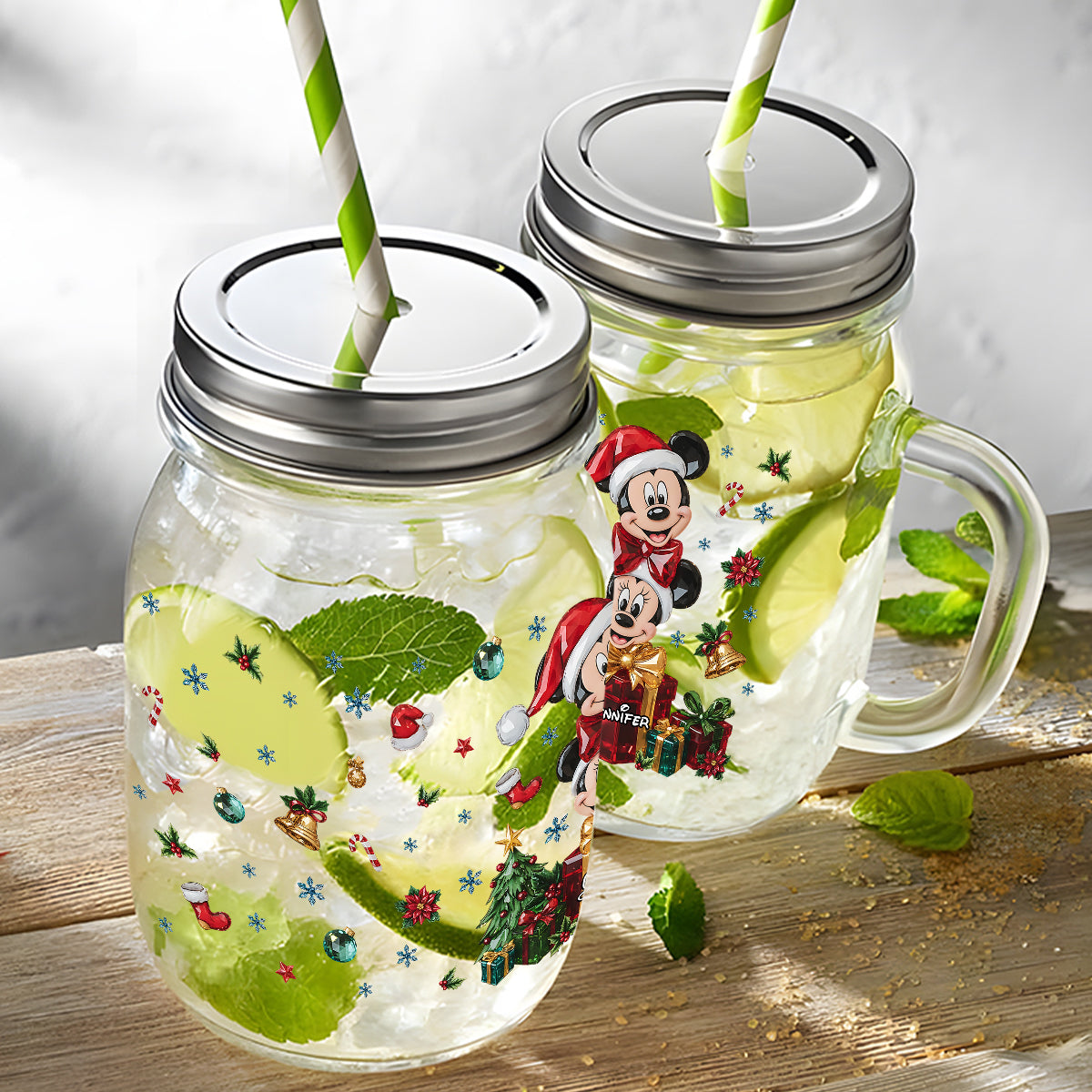 Merry Christmas - Personalized Mouse Mason Jar Cup