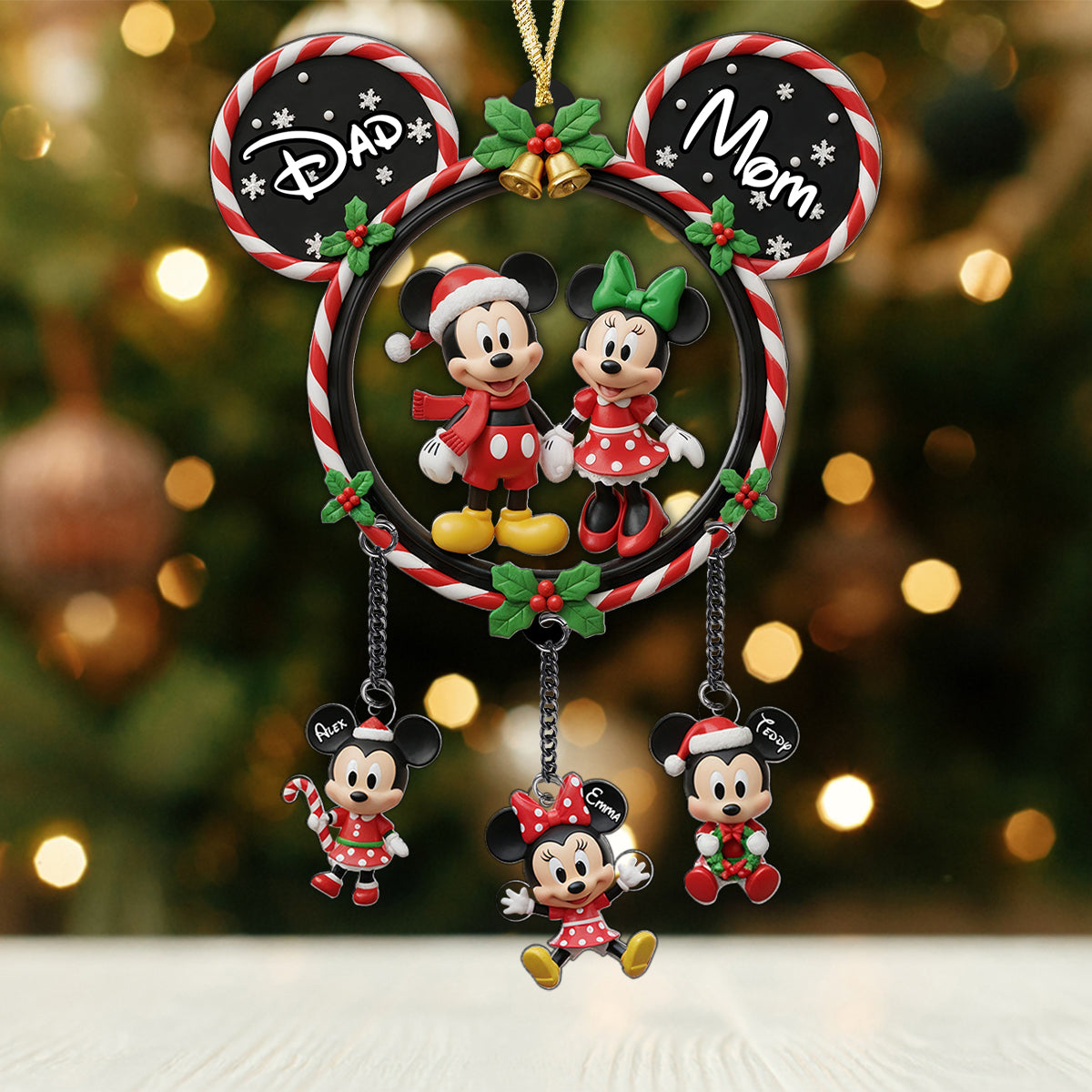 Magical Family - Personalized Mouse Ornament With Charm