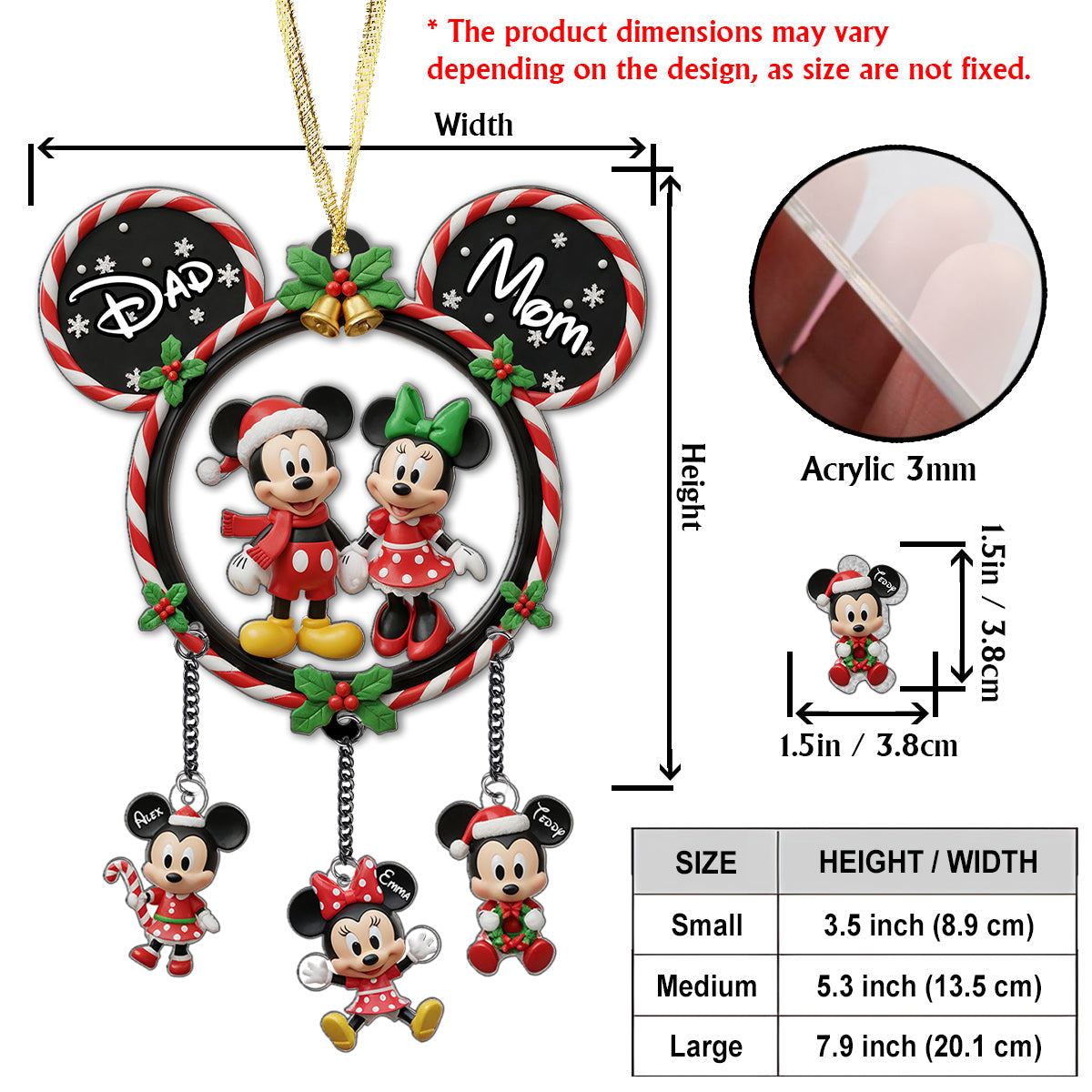Magical Family - Personalized Mouse Ornament With Charm