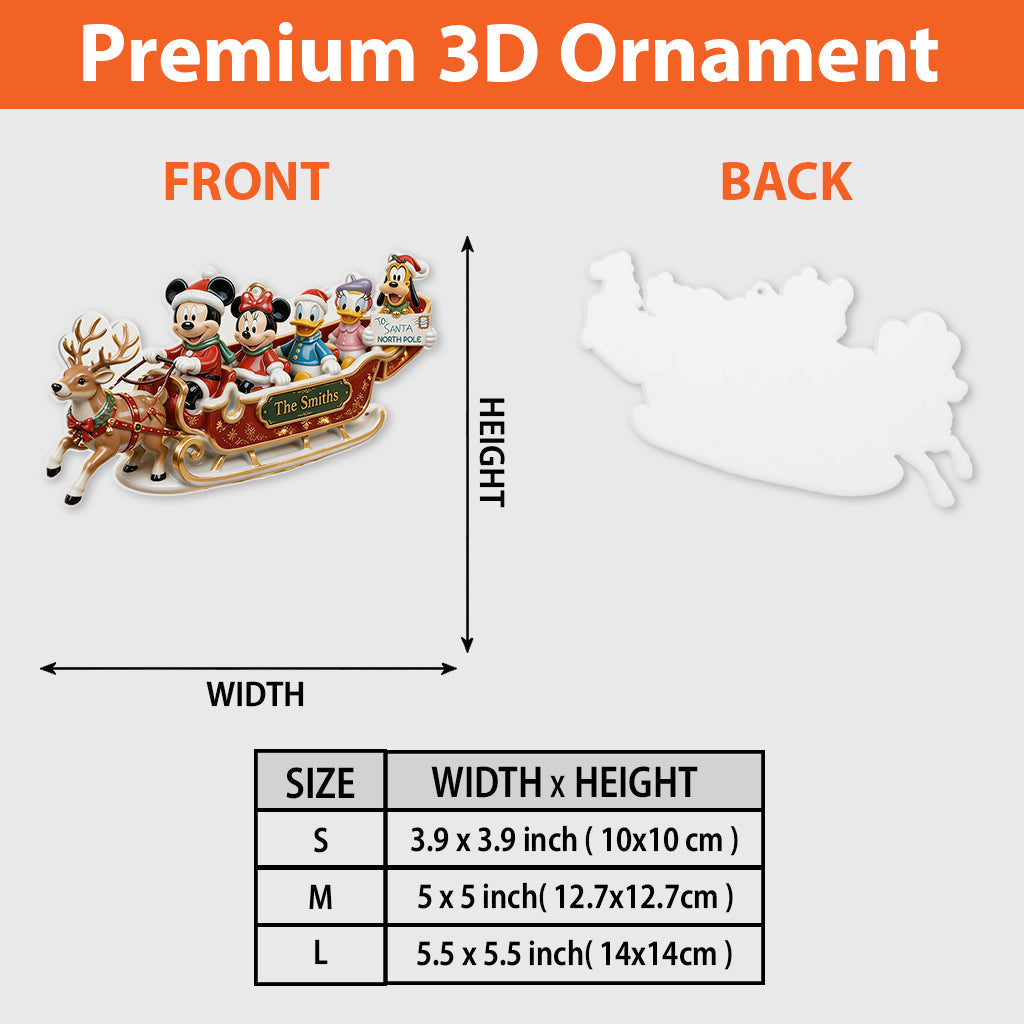 Christmas Decor, Magical Mouse Family - Personalized Mouse Premium 3D Ornament
