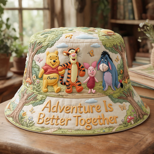 Adventure Is Better Together - Personalized Yellow Bear Bucket Hat