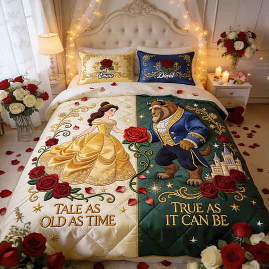 Tale As Old As Time, True As It Can Be - Personalized Beauty And The Beast Quilt Set