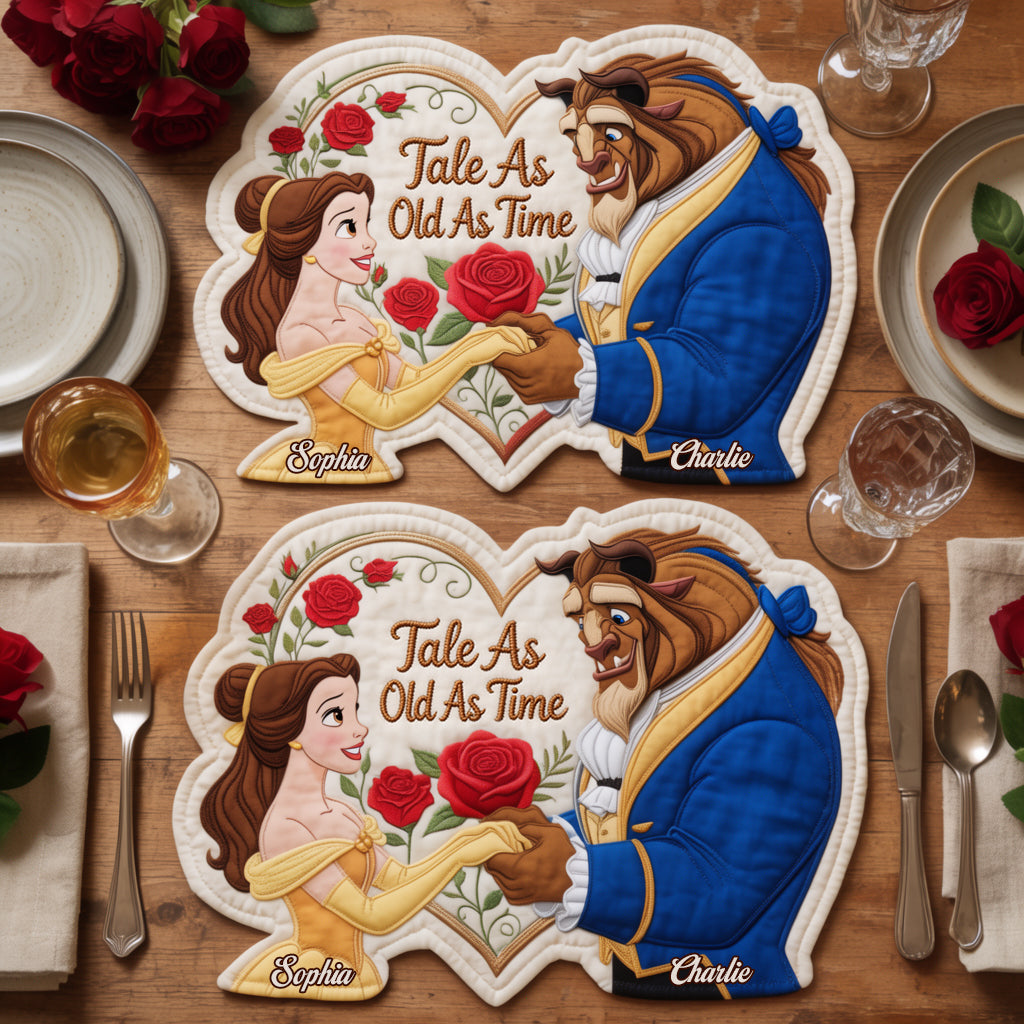 Tale As Old As Time - Personalized Beauty And The Beast Custom Shape Placemat