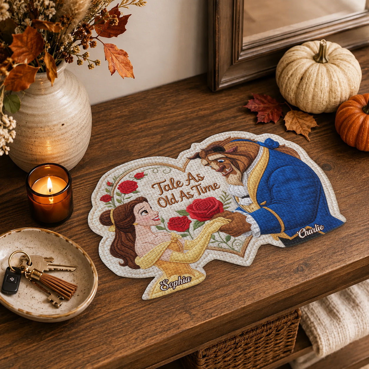 Tale As Old As Time - Personalized Beauty And The Beast Custom Shape Placemat