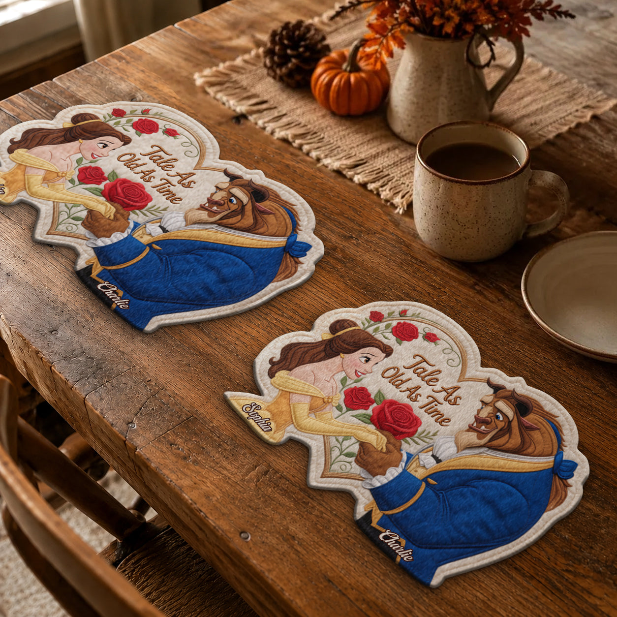 Tale As Old As Time - Personalized Beauty And The Beast Custom Shape Placemat