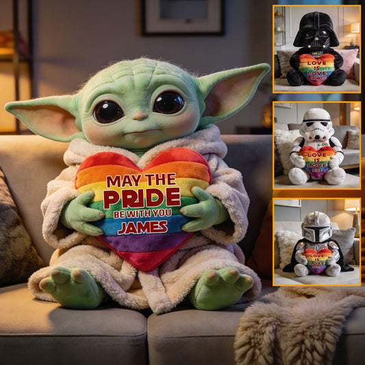 May The Pride Be With You - Personalized LGBT Support Premium Faux Fur Pillow