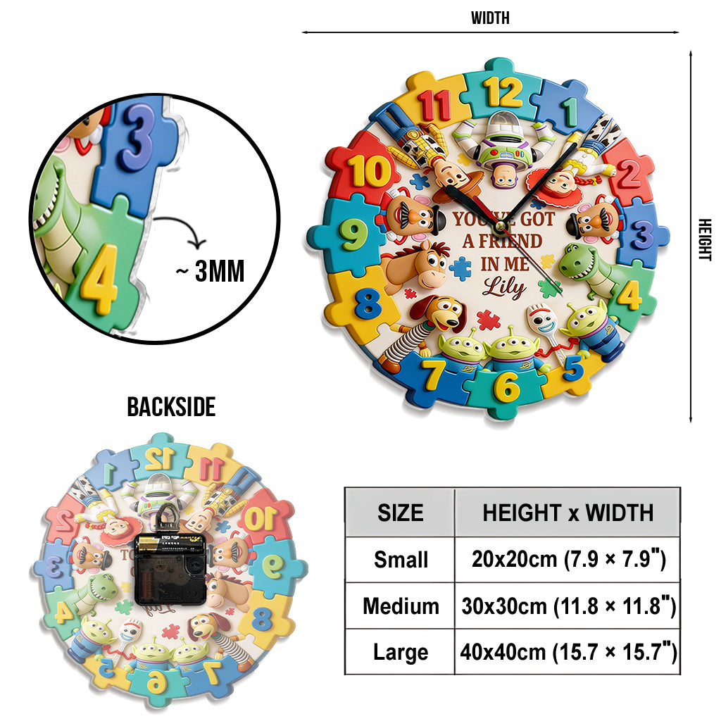 You've Got A Friend In Me - Personalized Autism Awareness Acrylic Wall Clock