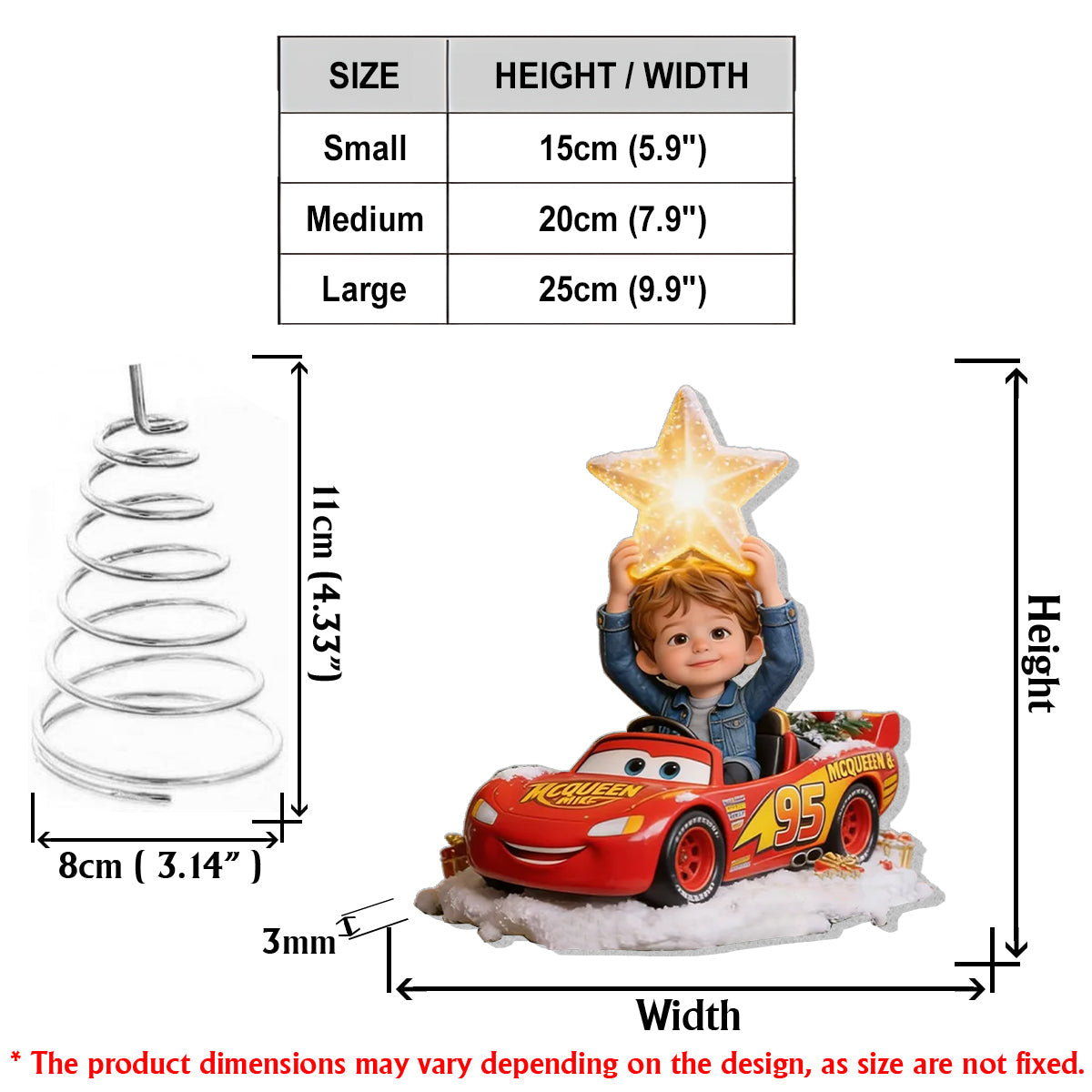 Little Racer Christmas - Personalized Racing Lover LED Light Tree Topper