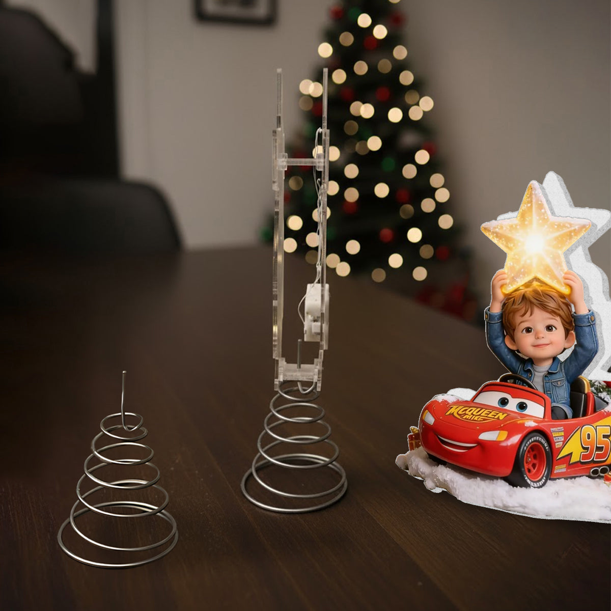 Little Racer Christmas - Personalized Racing Lover LED Light Tree Topper