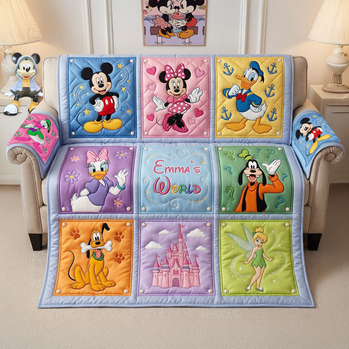 Magical Time - Personalized Mouse Quilted Sofa/Couch Cover