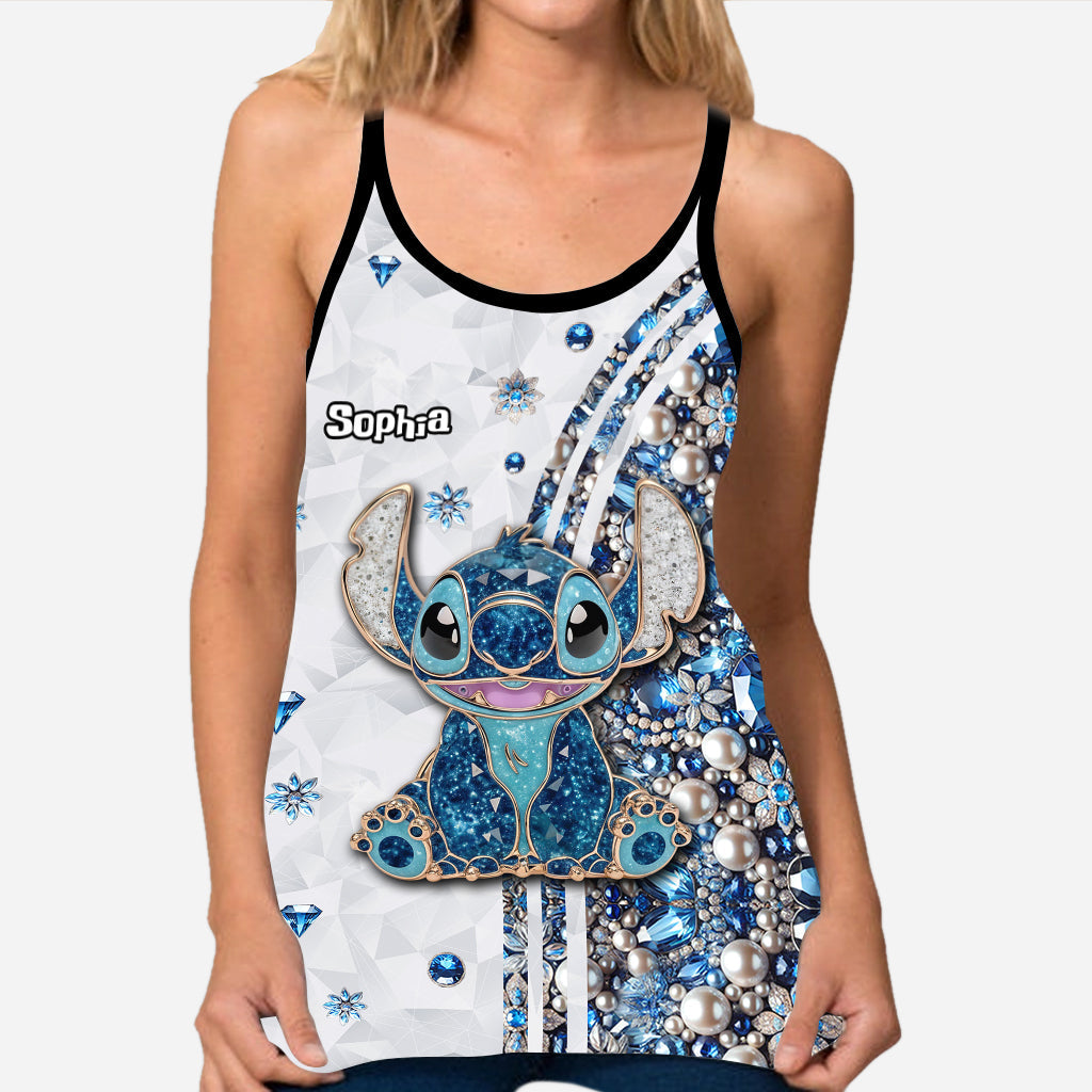 Blue Monster - Personalized Ohana Cross Tank Top and Leggings