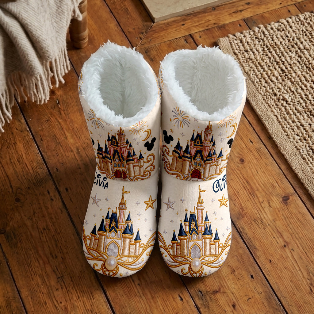 Yellow Honey Bear - Personalized Dream Trip Faux Fur Boot Slippers