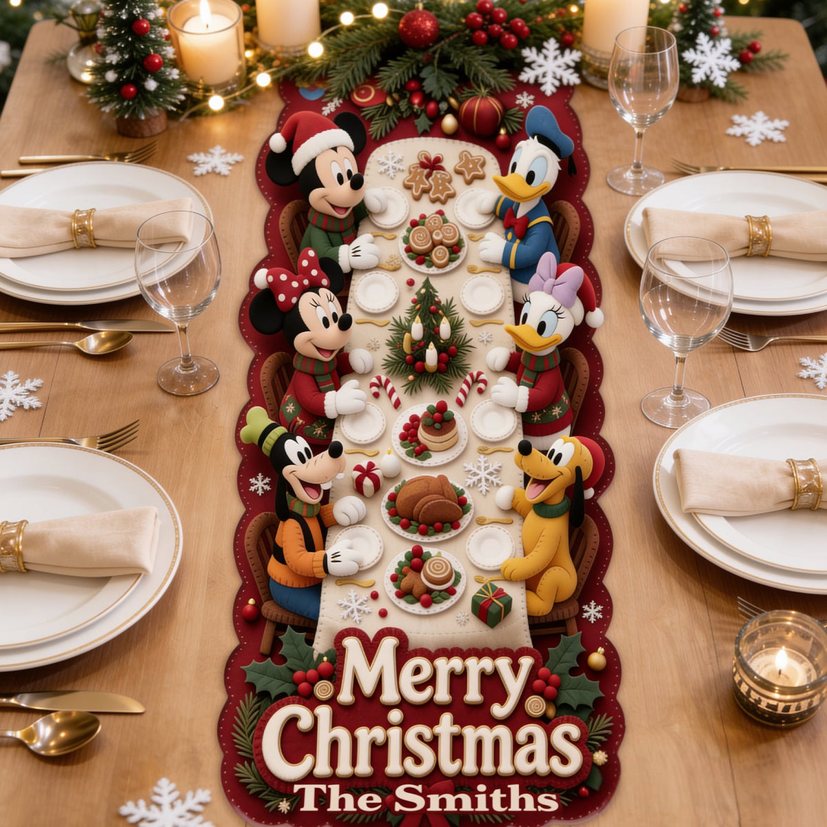 Magical Christmas - Personalized Mouse Custom Shape Table Runner