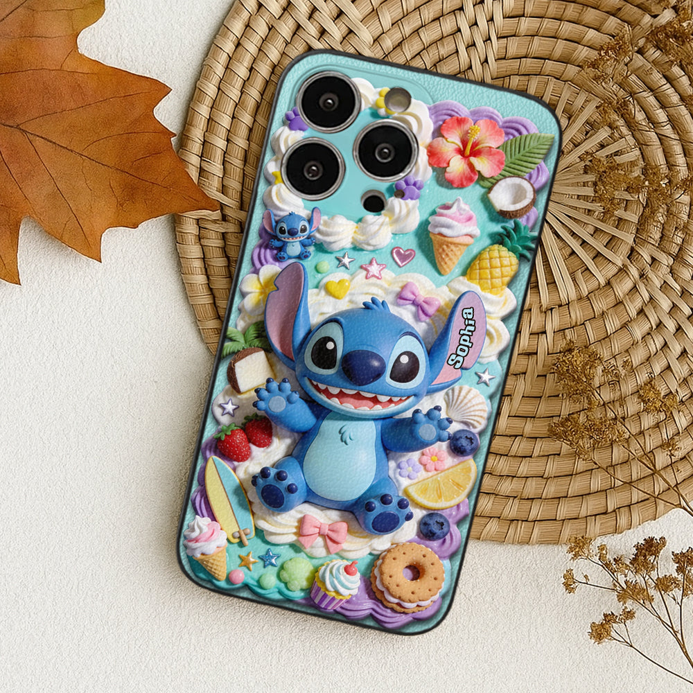 Ohana - Personalized Ohana 3D Embossed Leather Phone Case