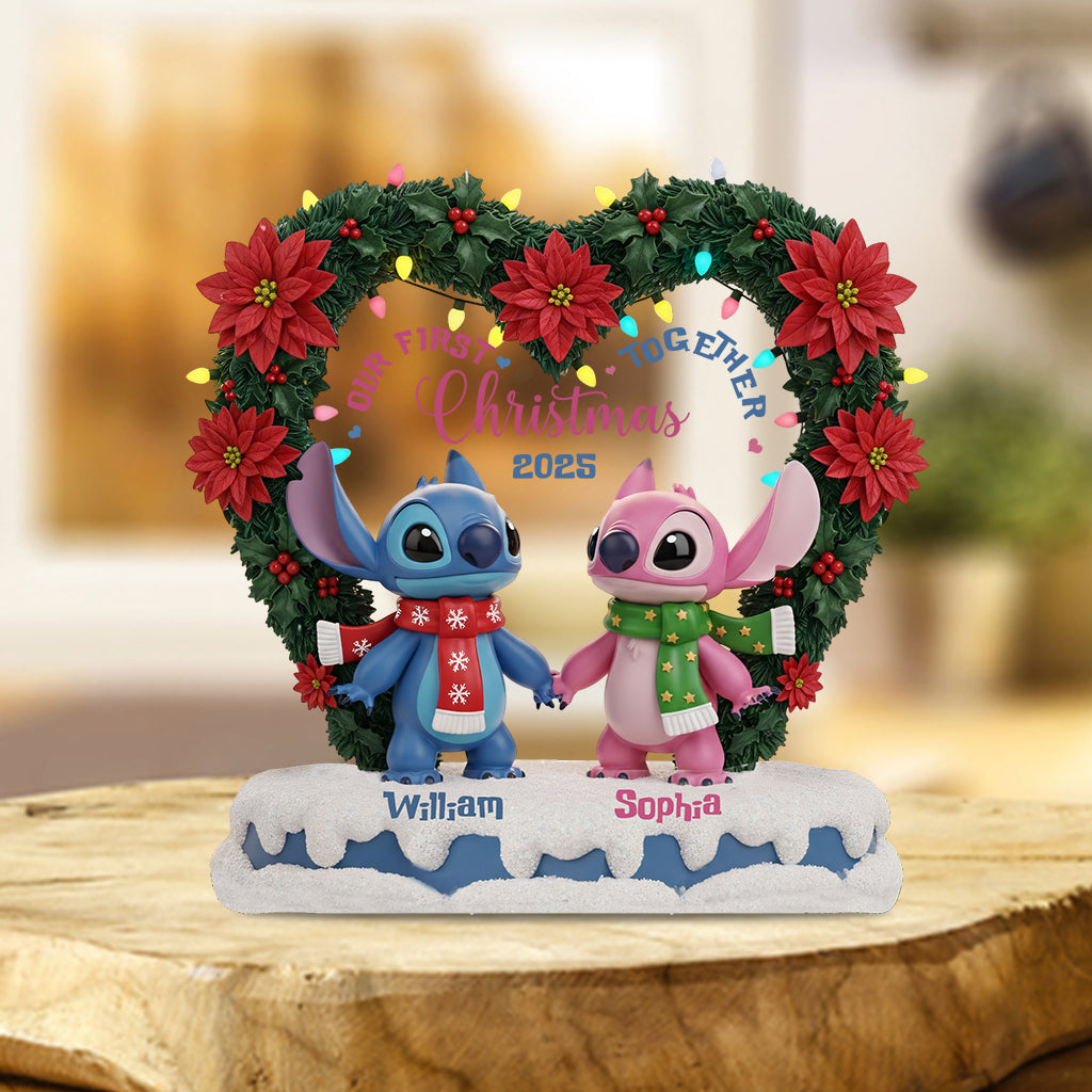 Couple Ohana Our First Christmas Together - Personalized Ohana Custom Shaped Acrylic Plaque
