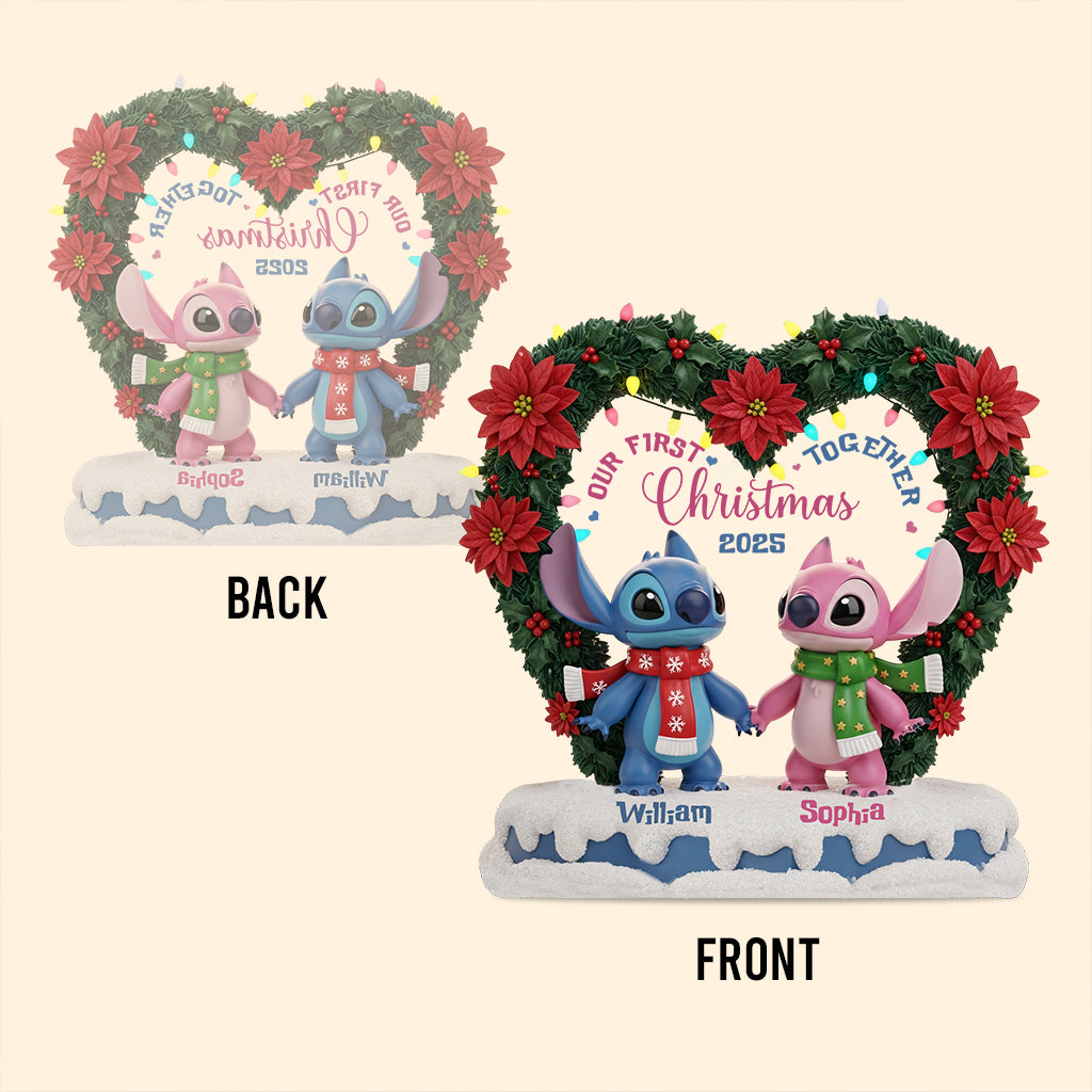Couple Ohana Our First Christmas Together - Personalized Ohana Custom Shaped Acrylic Plaque