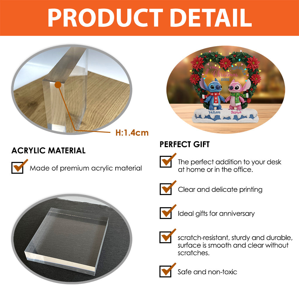 Couple Ohana Our First Christmas Together - Personalized Ohana Custom Shaped Acrylic Plaque