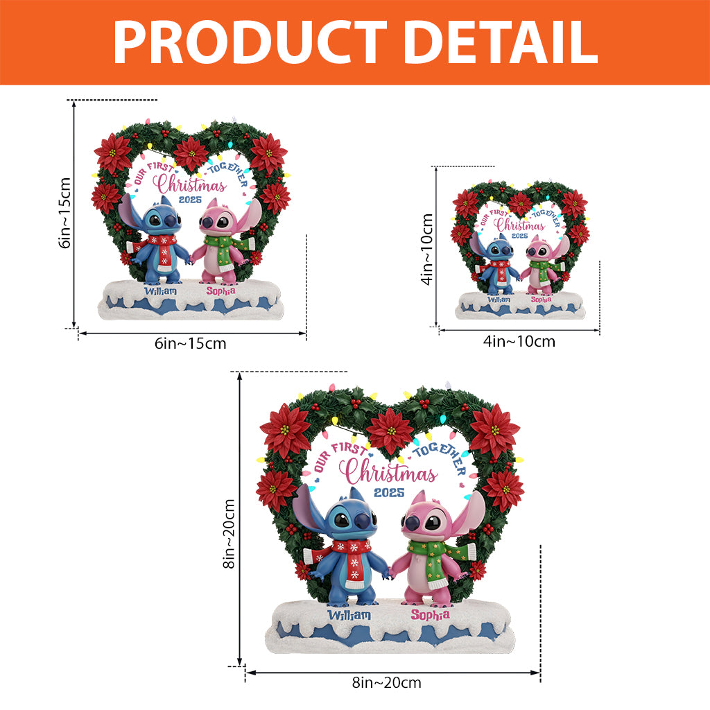 Couple Ohana Our First Christmas Together - Personalized Ohana Custom Shaped Acrylic Plaque