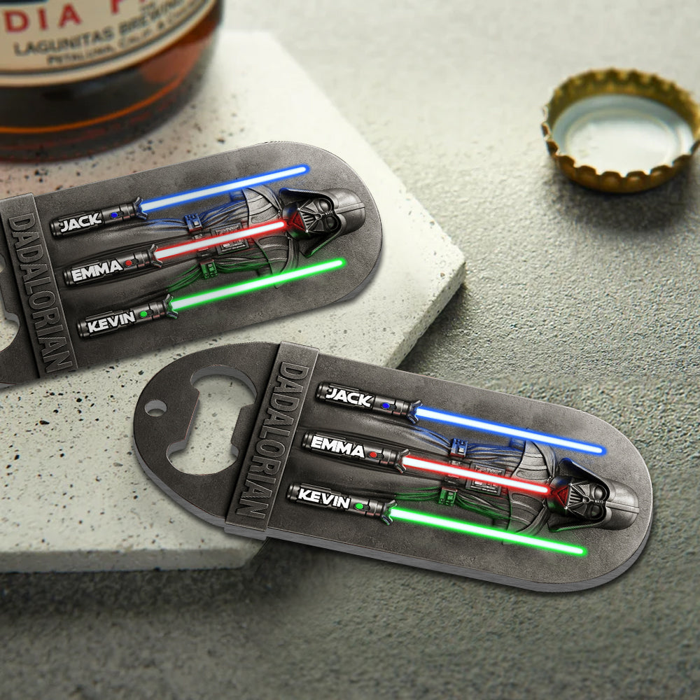 Dadalorian Gift for Dad, Grandpa - Personalized The Force Bottle Opener