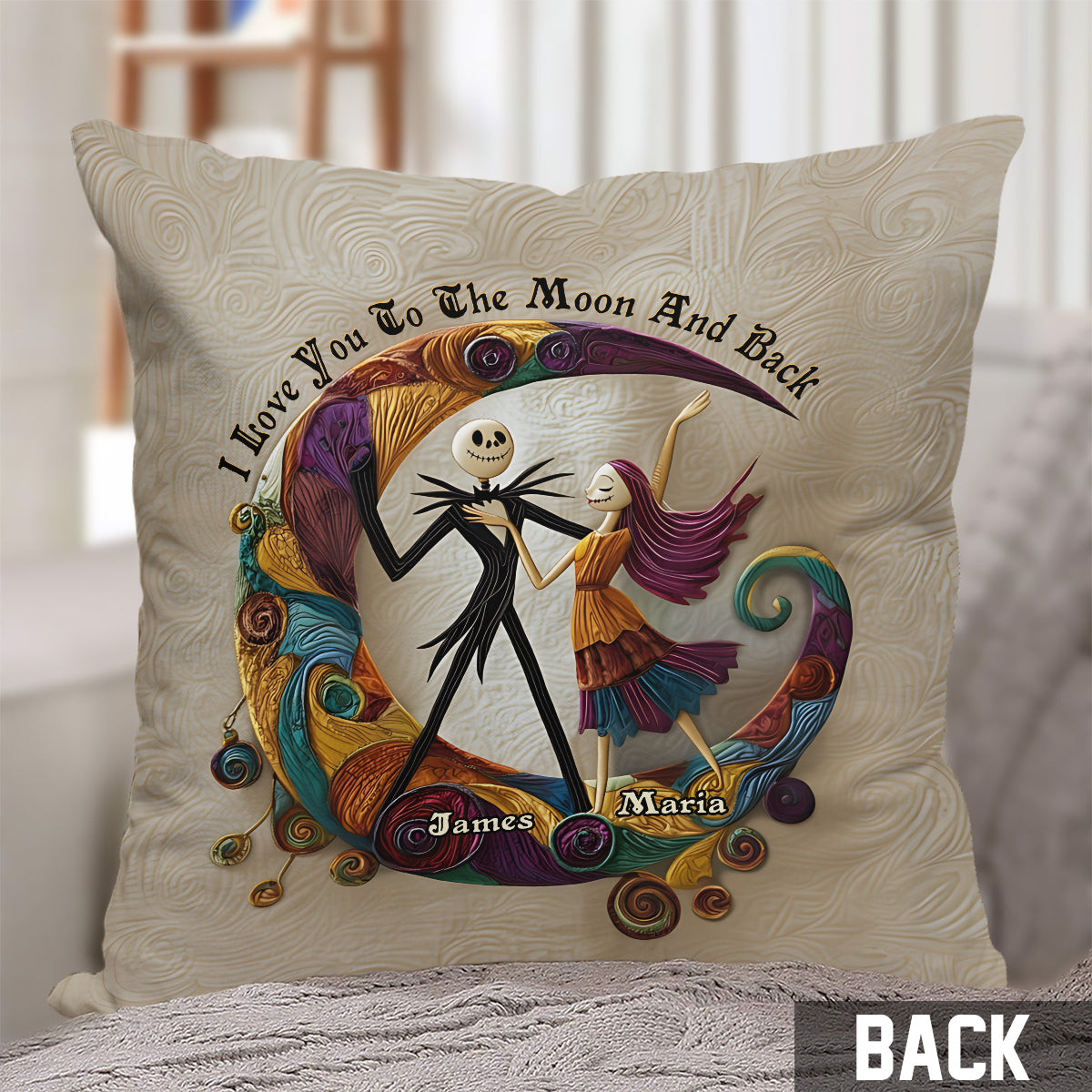 Couple Nightmare I Love You To The Moon And Back - Personalized Nightmare Throw Pillow