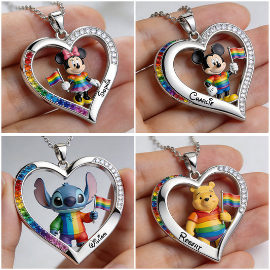 Love Is Love Pride Month - Personalized LGBT Support Shaped Metal Pendant Necklace