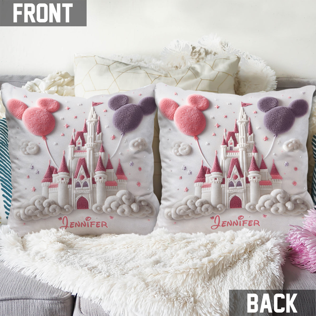 Magical Castle - Personalized Mouse Throw Pillow