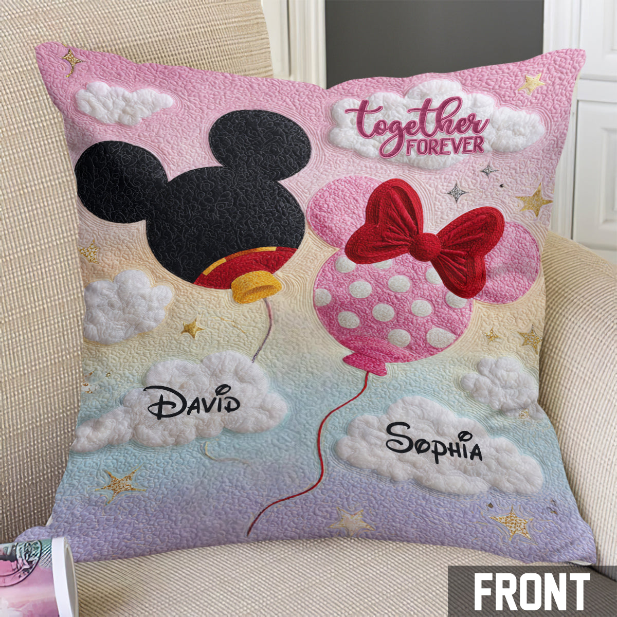 Couple Big Ears - Personalized Mouse Throw Pillow