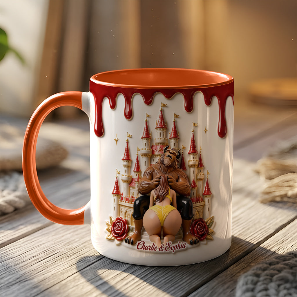 Princess & The Beast, Naughty Couple Gift - Personalized Beauty And The Beast 3D Printed Accent Mug