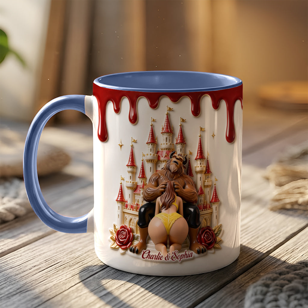 Princess & The Beast, Naughty Couple Gift - Personalized Beauty And The Beast 3D Printed Accent Mug