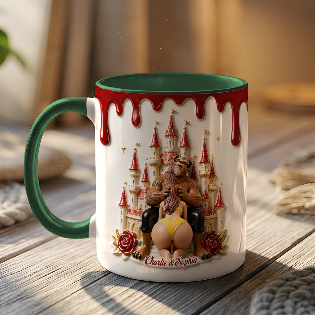 Princess & The Beast, Naughty Couple Gift - Personalized Beauty And The Beast 3D Printed Accent Mug