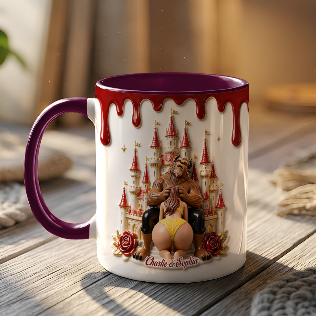 Princess & The Beast, Naughty Couple Gift - Personalized Beauty And The Beast 3D Printed Accent Mug