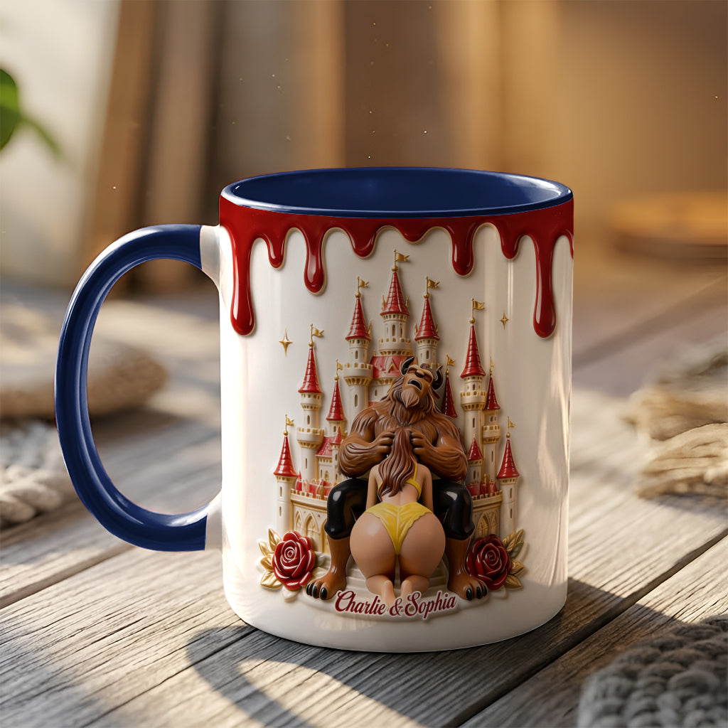 Princess & The Beast, Naughty Couple Gift - Personalized Beauty And The Beast 3D Printed Accent Mug