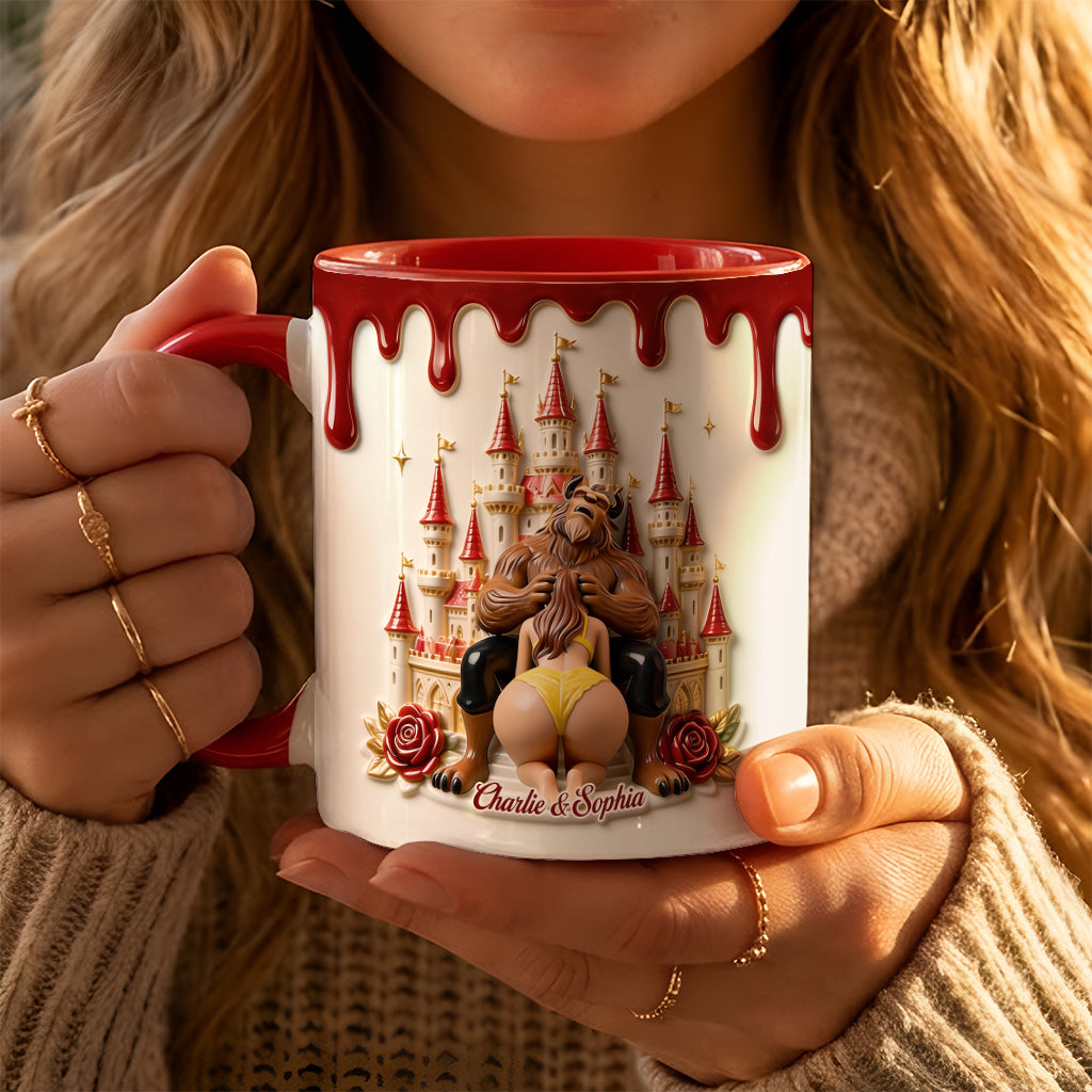 Princess & The Beast, Naughty Couple Gift - Personalized Beauty And The Beast 3D Printed Accent Mug