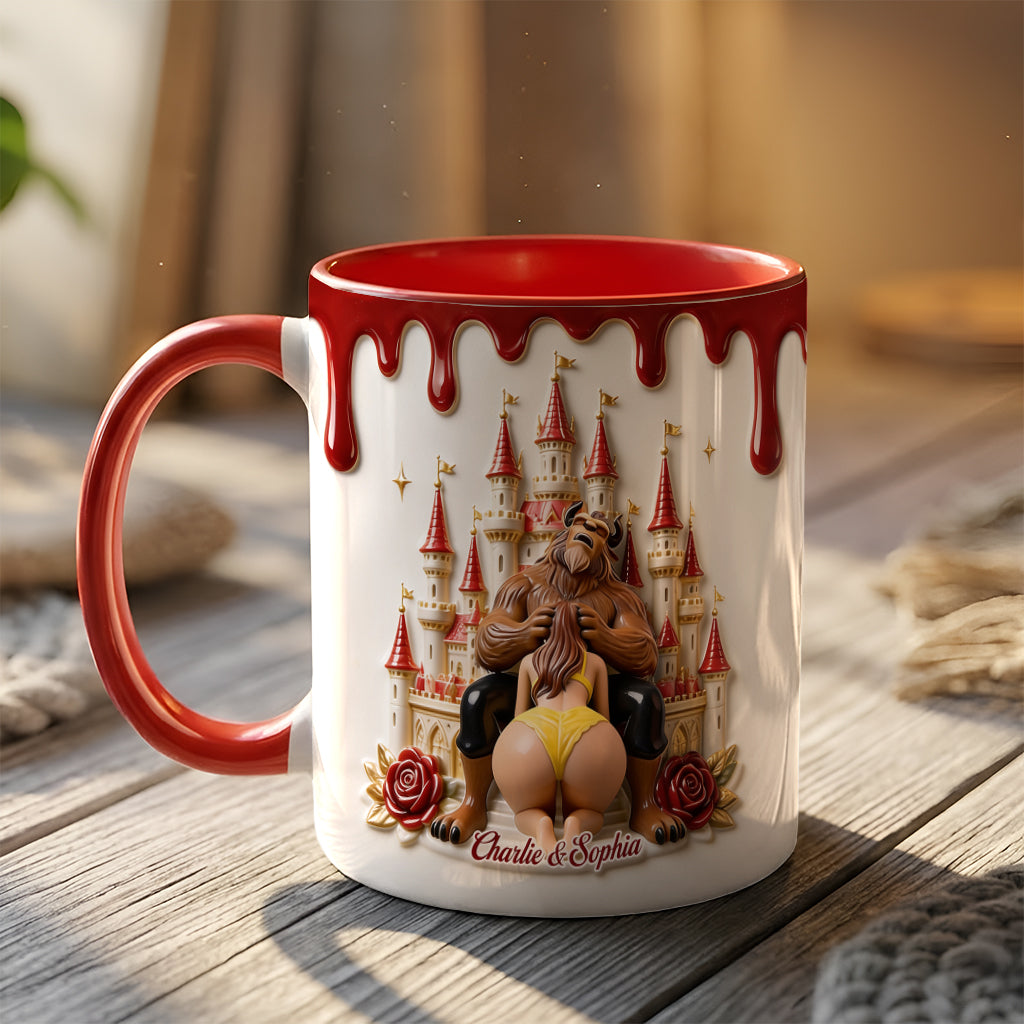 Princess & The Beast, Naughty Couple Gift - Personalized Beauty And The Beast 3D Printed Accent Mug