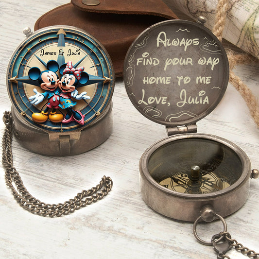 Always Find Your Way Home To Me - Personalized Couple Compass