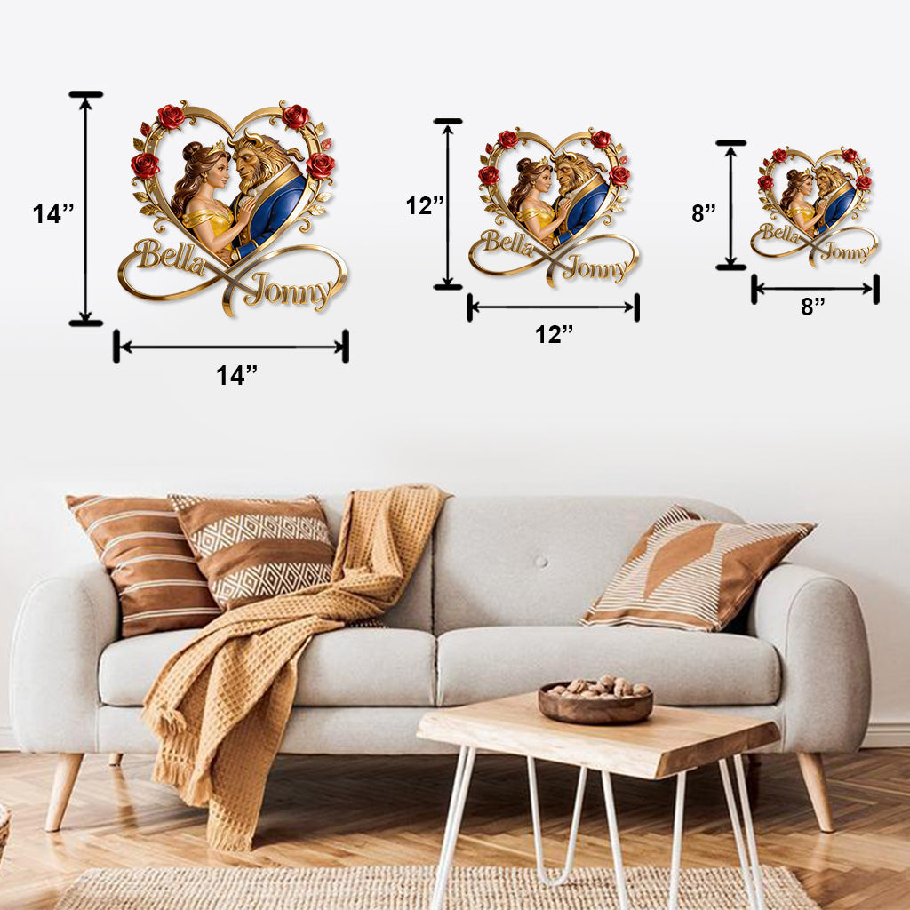 I Love You To Infinity And Beyond - Personalized Beauty And The Beast Cut Metal Sign