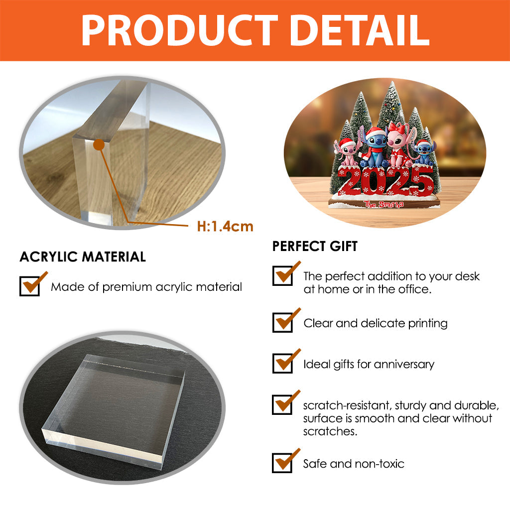 Merry Christmas - Personalized Ohana Custom Shaped Acrylic Plaque