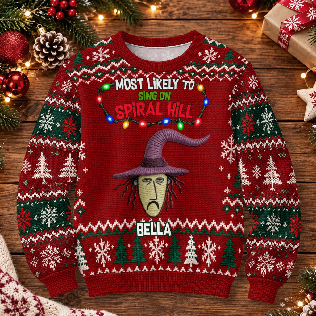 Most Likely To Nightmare Pumpkin King Matching Family Ugly Sweaters - Personalized Nightmare Light Up Sweater