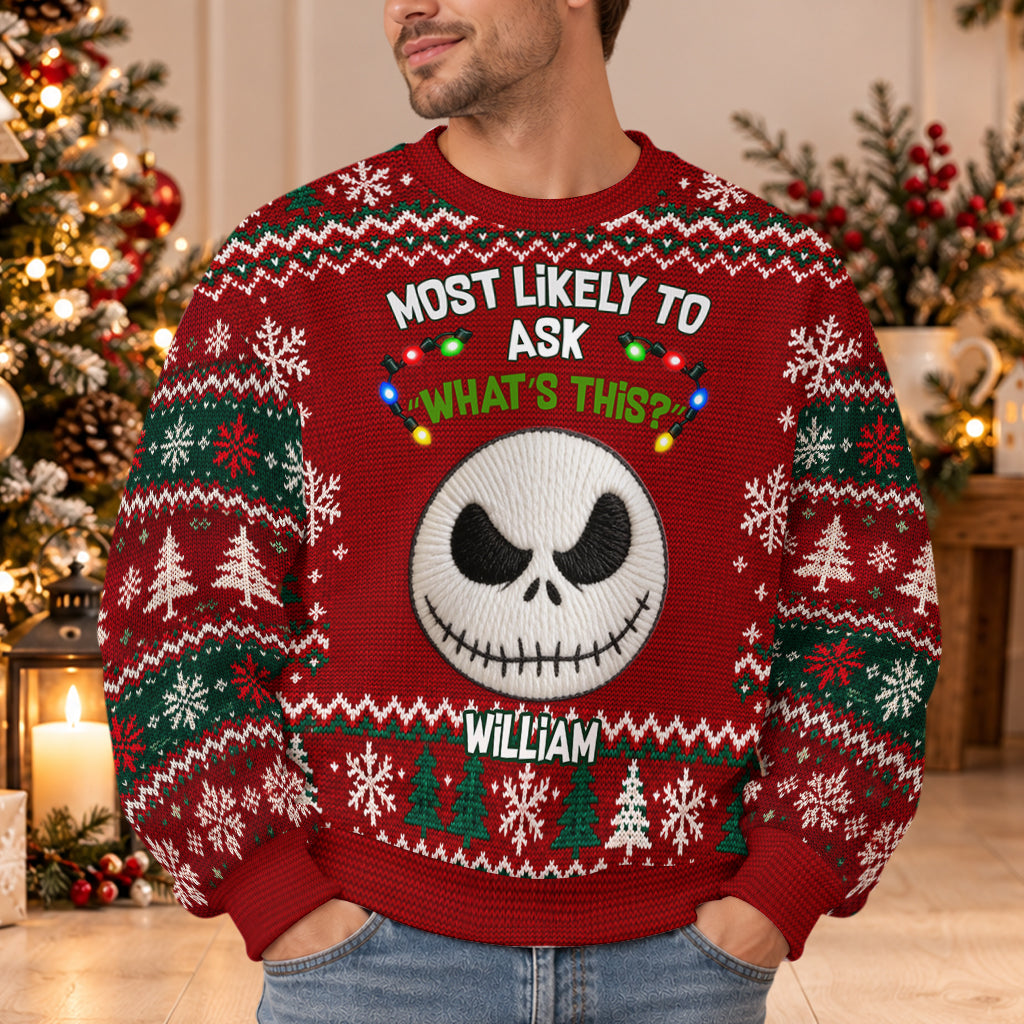 Most Likely To Nightmare Pumpkin King Matching Family Ugly Sweaters - Personalized Nightmare Light Up Sweater