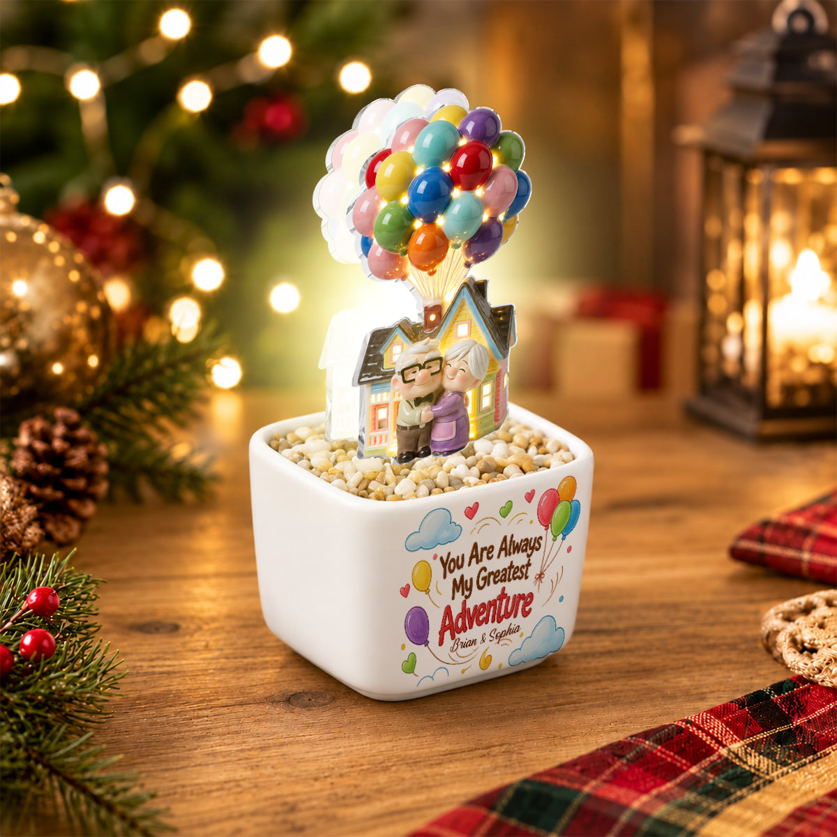 You Are Always My Greatest Adventure - Personalized Up Movie Couple LED Light Ceramic Pot