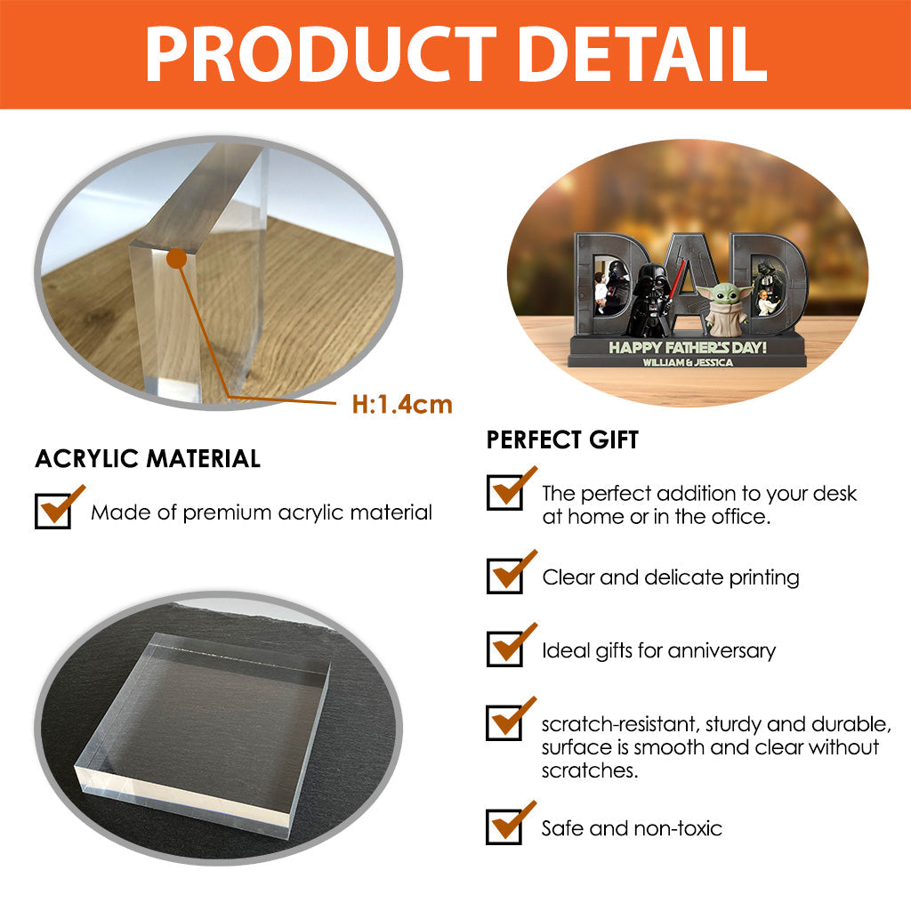 Space Dad Father's Day Gift - Personalized The Force Custom Shaped Acrylic Plaque